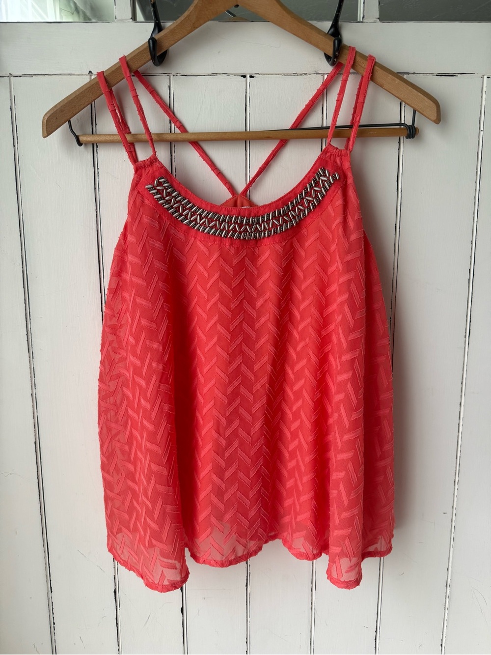 Maurices Coral Beaded Tank Top | Boho Festival Cami